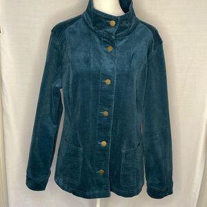 Christopher & Banks Dark Emerald Green Corduroy Jacket Size Large